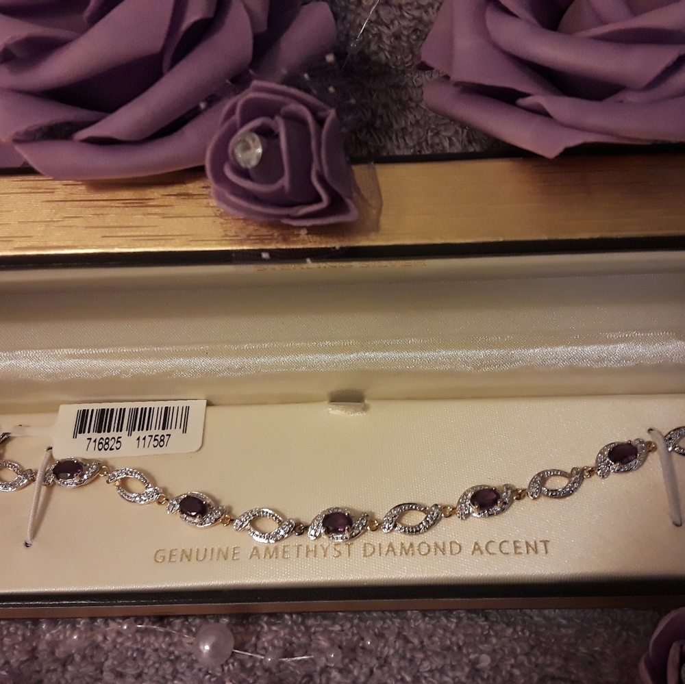 Elegant 18kt Gold over 925 Sterling Silver- Genuine Gemstone Bracelet